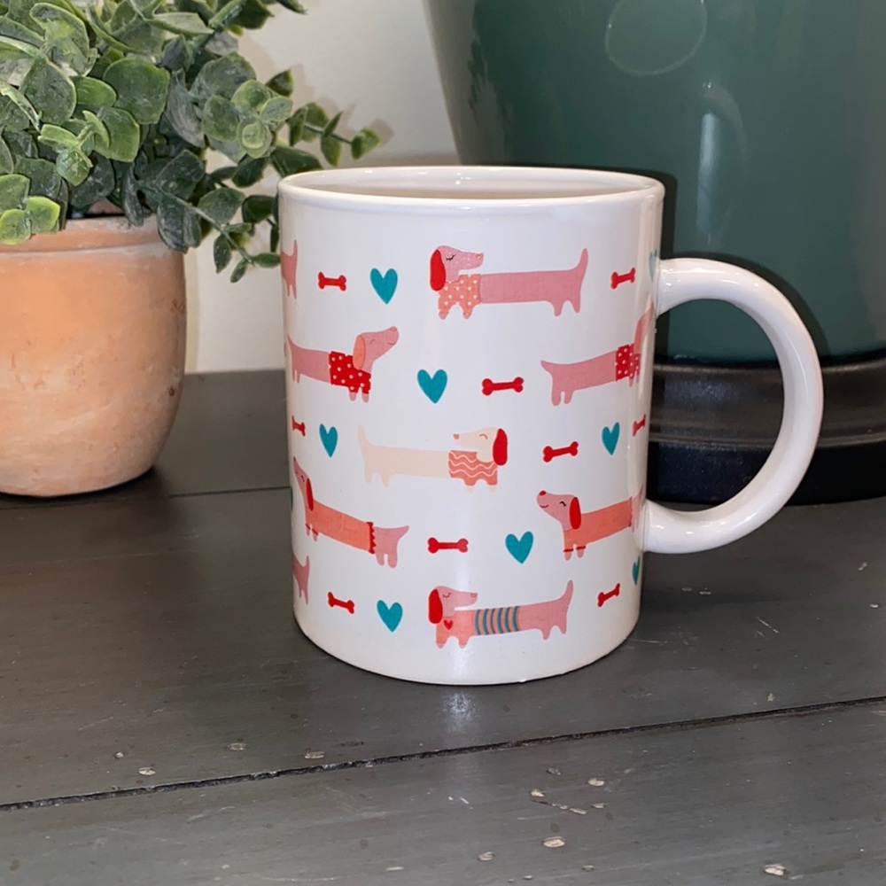 Dachshund Mug Dog Bones and Hearts motif Mug Cup